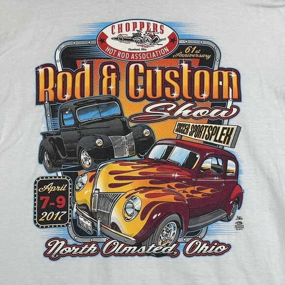 Choppers Hot Rod Assoc Graphic Tee Shirt Men XL 2017 Cleveland Car Show Dan Ross - Picture 2 of 11